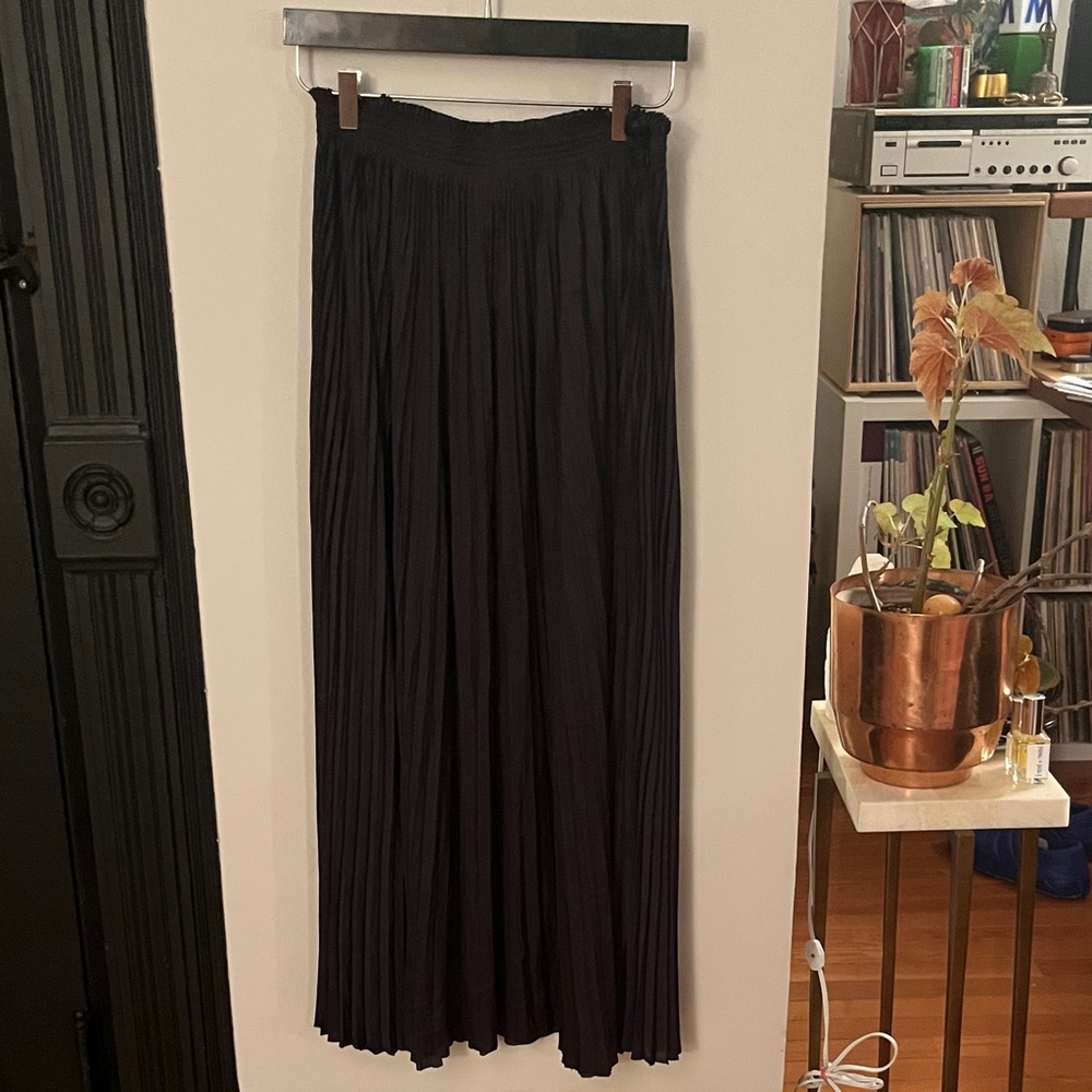Ulla Johnson Black Accordion Pleated Maxi Skirt high waist